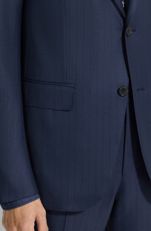 Zegna Blue And Burgundy 15milmil15 Wool Suit In Navy Blue