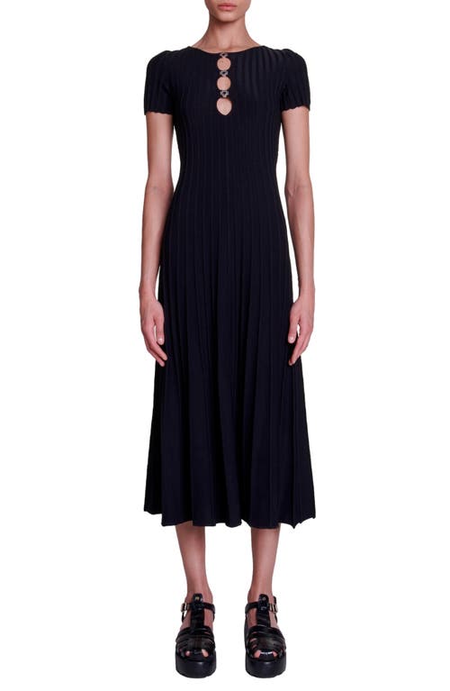 maje Roxou Rib Cutout Knit Dress Black at Nordstrom,