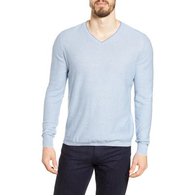 Bugatchi Microstripe V-Neck Sweater, Blue