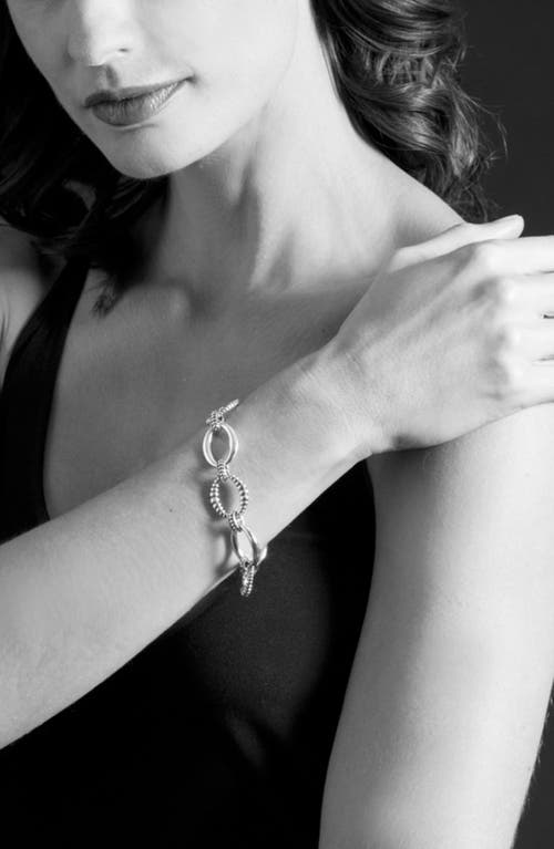 Lagos Fluted Oval Caviar Link Bracelet In Sterling Silver/gold