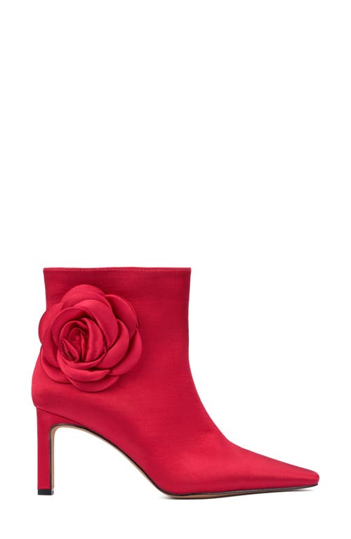 New York And Company Mckenna Floral Appliqué Bootie In Red