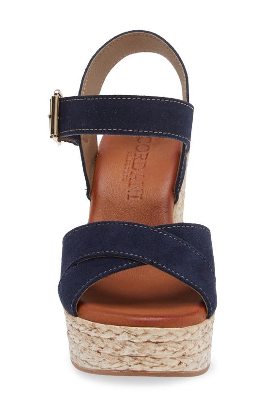 Cordani Brittany Ankle Strap Espadrille Platform Wedge Sandal In Crosta Navy