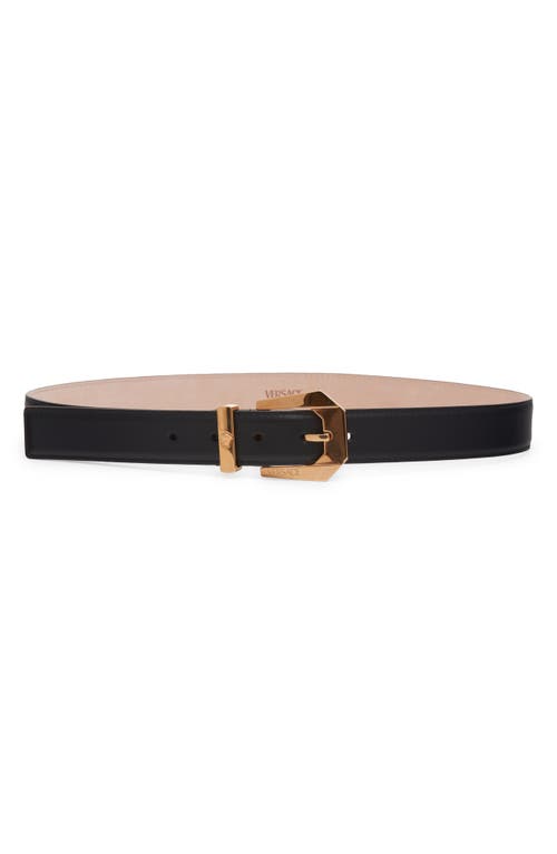 Versace Classic Leather Belt In Black/ Gold