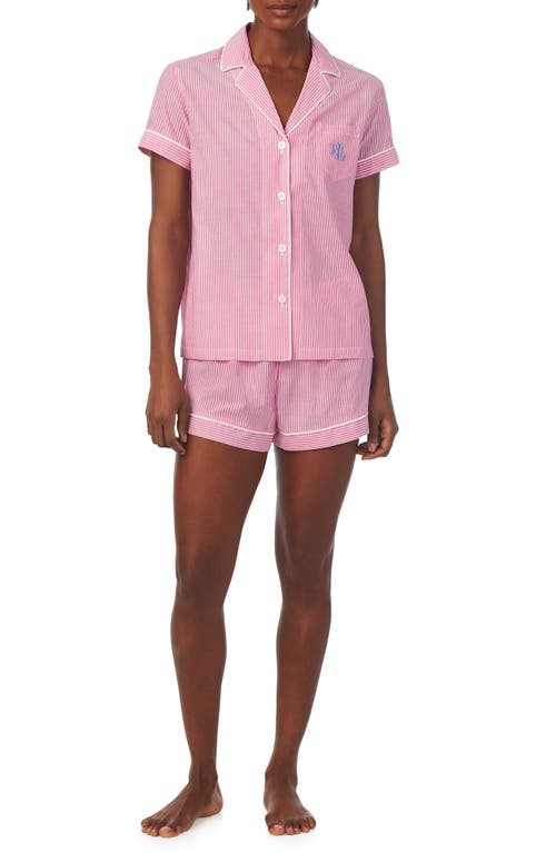 Lauren Ralph Lauren Stripe Short Pajamas in Pink Stripe at Nordstrom, Size X-Large