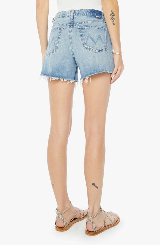 Shop Mother The Tomcat Loose High Waist Cutoff Denim Shorts In Leap At The Chance