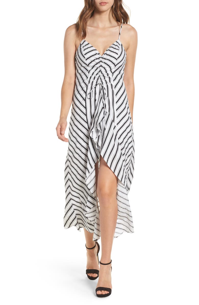 Stripe Gathered High/Low Dress | Nordstrom