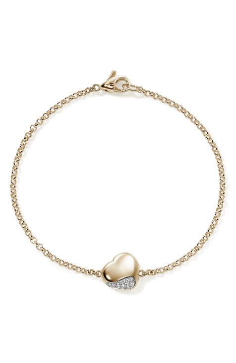 Pebble Heart Pavé Diamond Bracelet