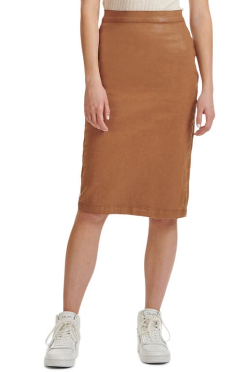 JEN7 by 7 For All Mankind Coated Denim Pencil Skirt in Amber Coated