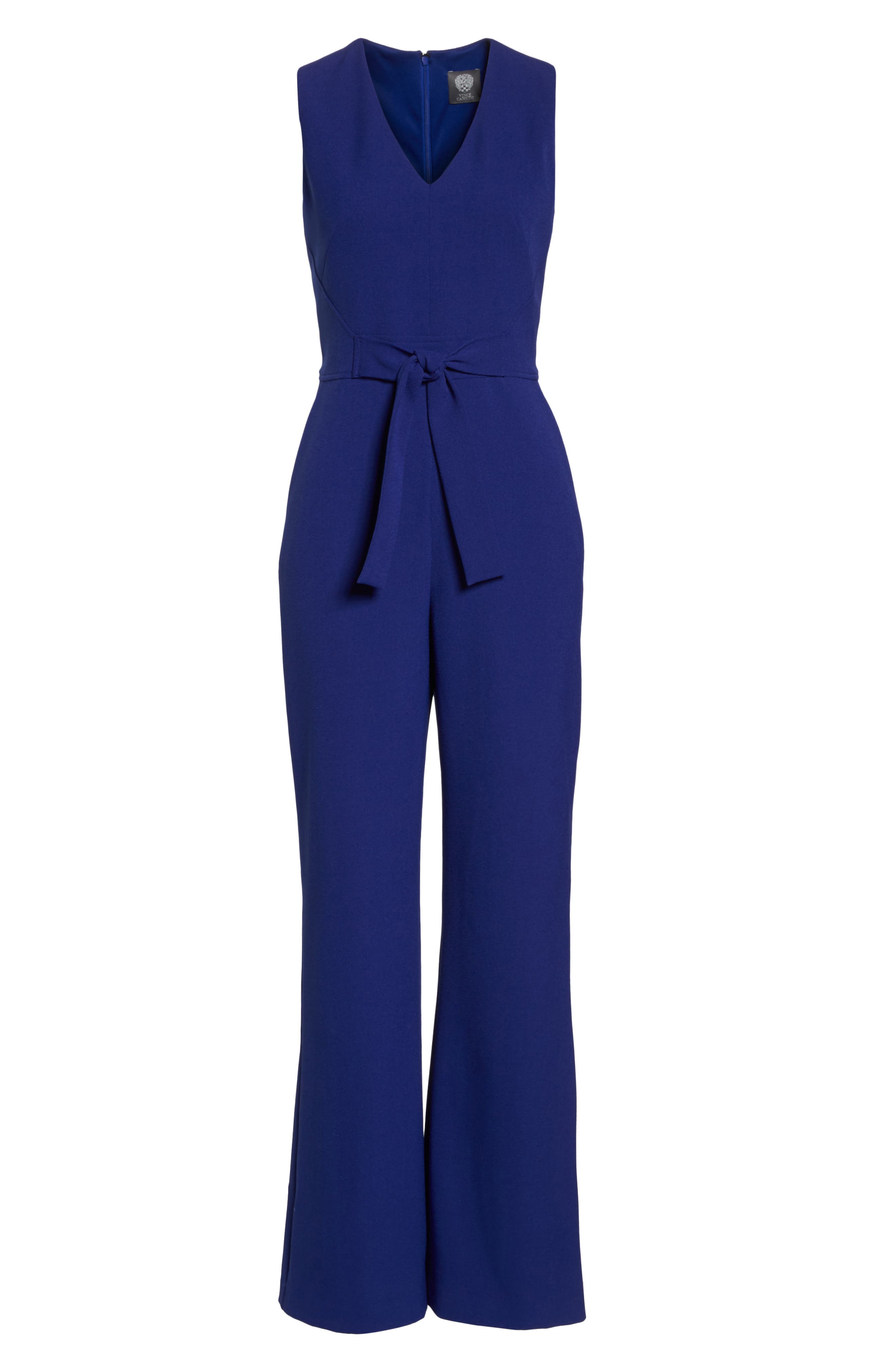 vince camuto tie waist crepe jumpsuit