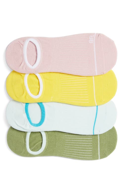 BP. Assorted 4-Pack Organic Cotton Blend No Show Socks in Yellow Aspen Olive Multi