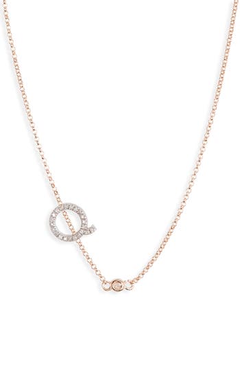 Meshmerise Bezel Diamond Initial Chain Necklace In Rose-q
