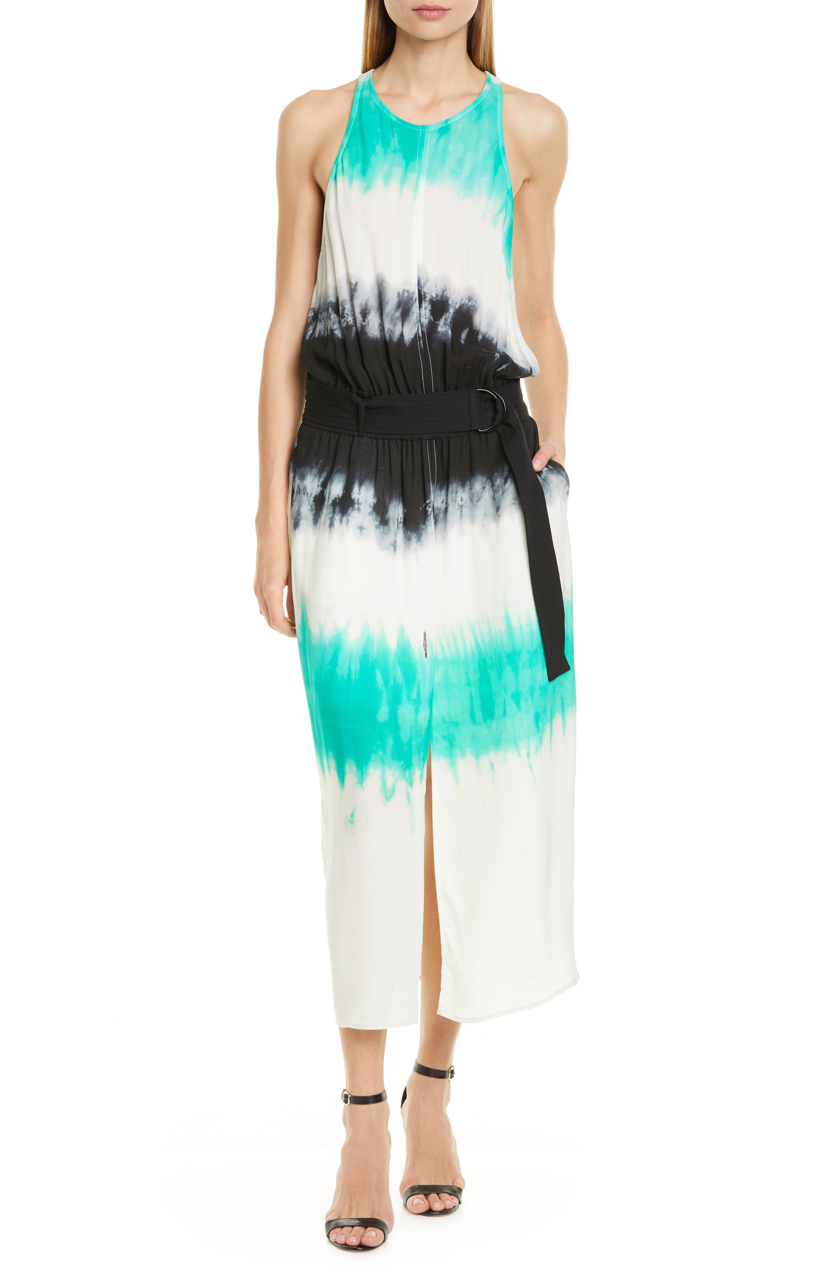 A.l.c. Tallulah Print Racerback Silk Dress, Green