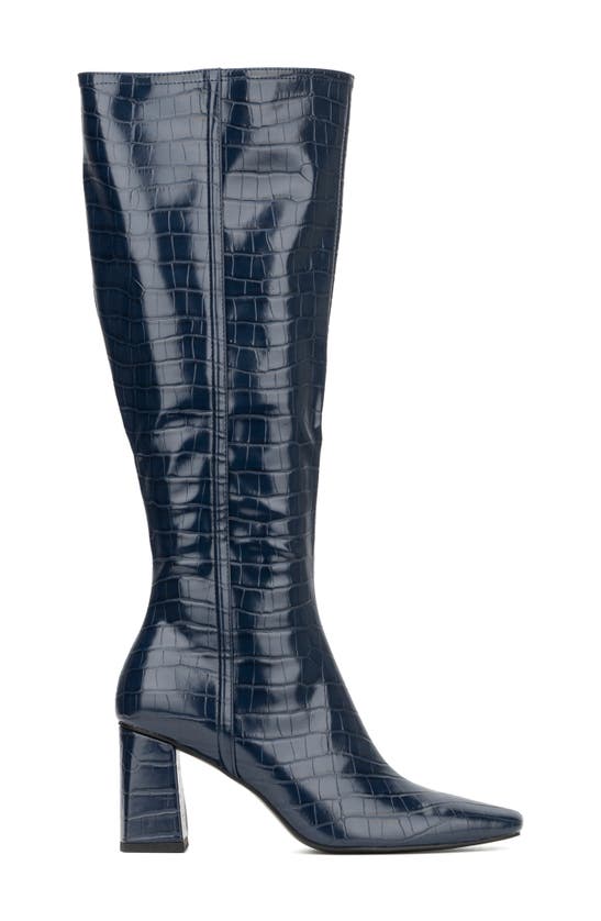 Torgeis Angelica Croc Embossed Tall Boot In Blue