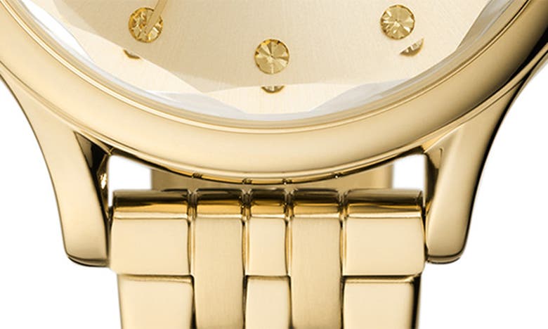 Fossil Laney Cz Embellished Three-hand Quartz Bracelet Watch, 34mm In Gold