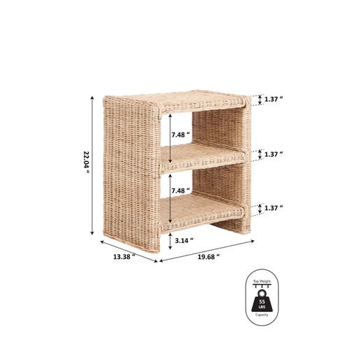 JONATHAN Y JONATHAN Y PRAERIE COASTAL BOHEMIAN RATTAN/WOOD 3 TIER END TABLE 