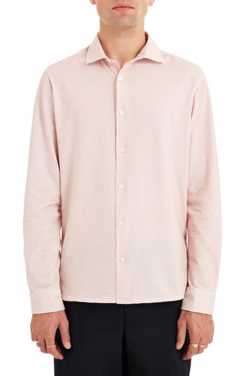 Hempnall Performance Organic Cotton Button-Up Shirt in Pink/Cream