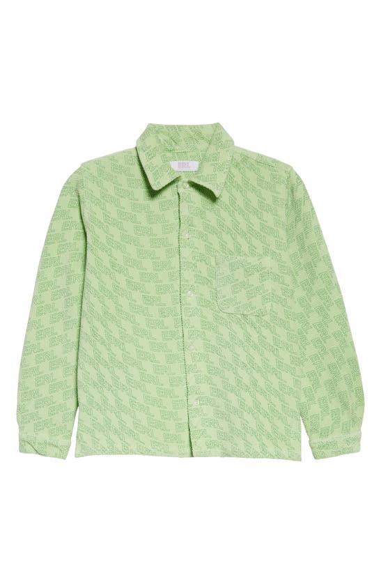 Erl Kids' Print Stretch Cotton Corduroy Button-up In Green