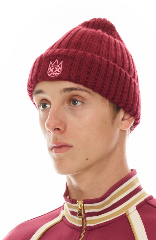 Cult Of Individuality Embroidered Logo Cotton Knit Beanie In Cabernet