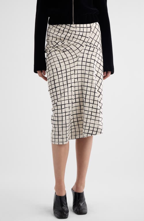 Shop Dries Van Noten Harens Grid Print Asymmetric Cotton Skirt In White