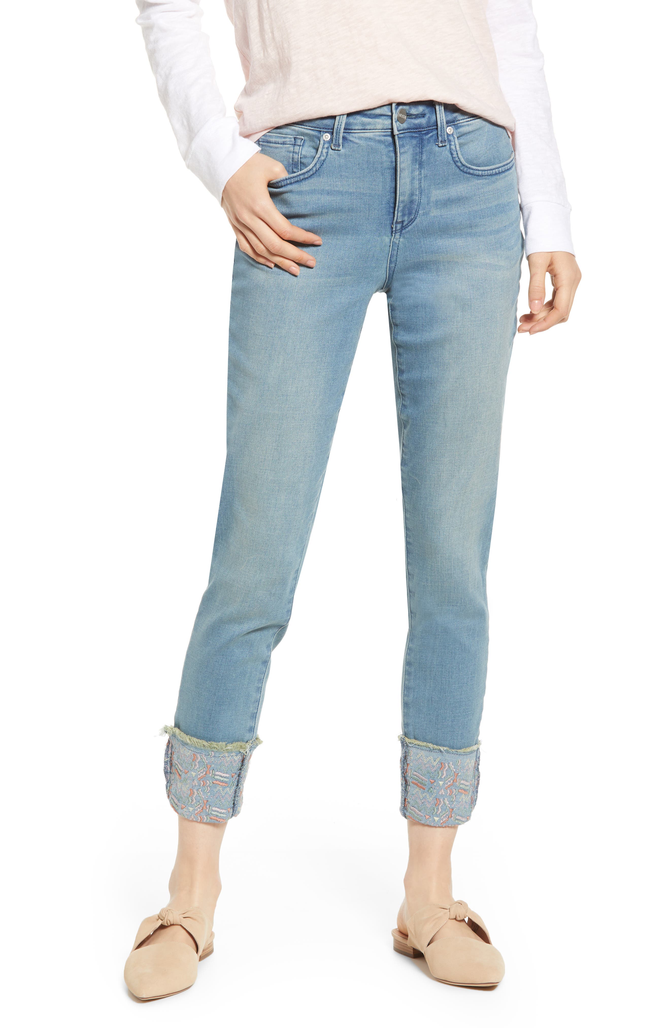 jeans with elastic ankle cuff