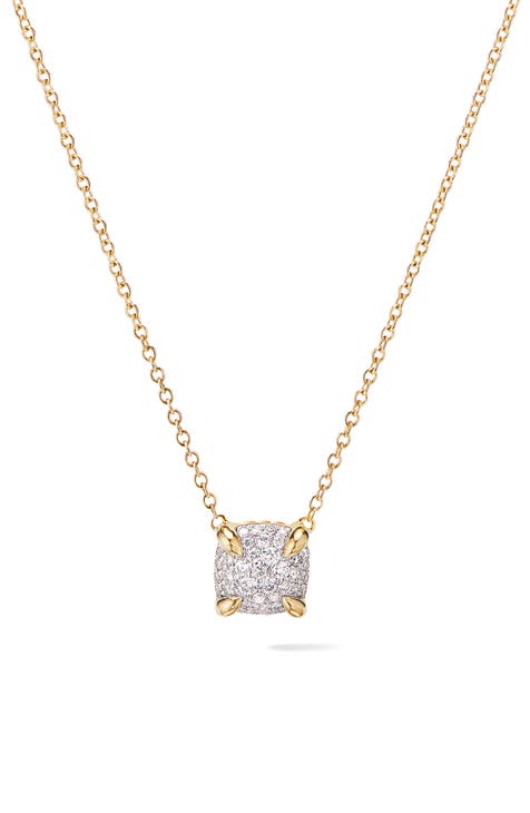 Petite Chatelaine® 18K Yellow Gold & Diamond Pendant Necklace, 7mm