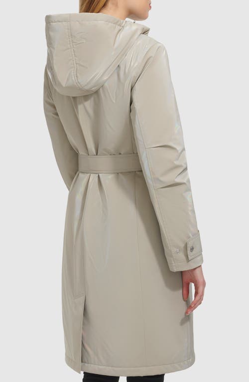 Shop Kenneth Cole New York Sleeker Hooded Raincoat In Stone