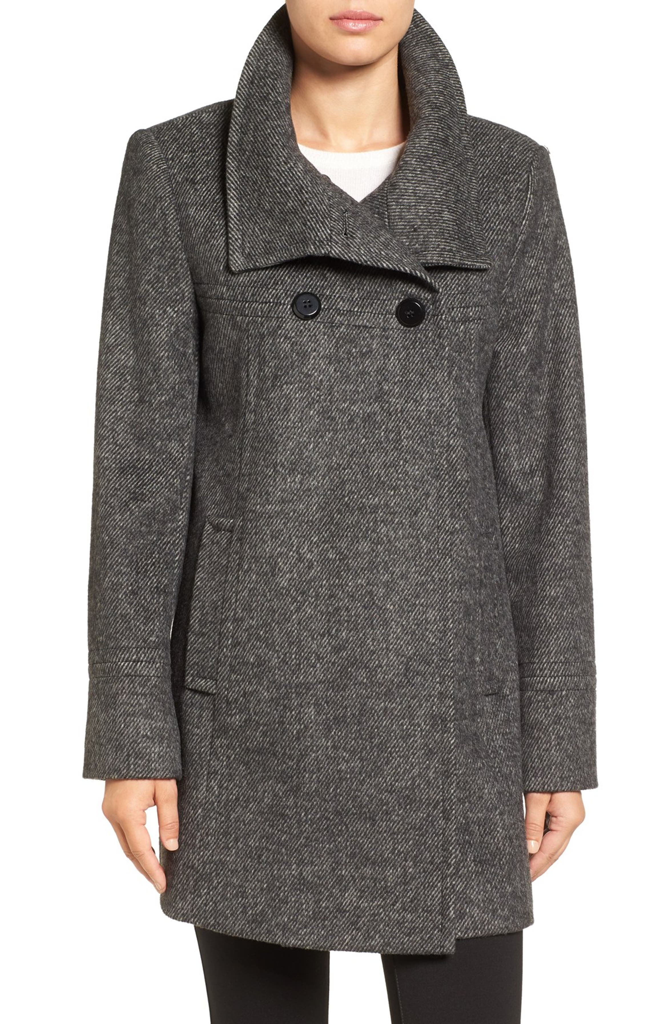 Larry Levine Double Breasted Swing Coat | Nordstrom