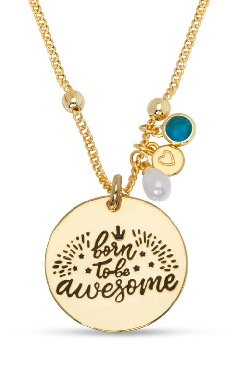 Lily Nily Kids' Born to be Awesome Pendant Necklace in Gold at Nordstrom