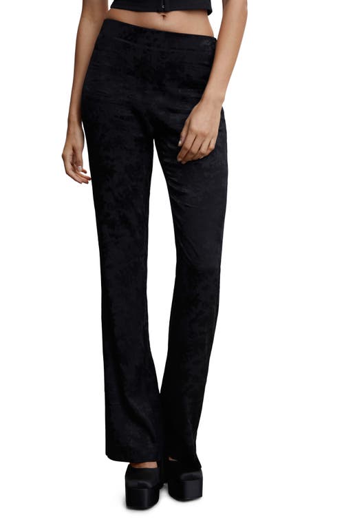 MANGO Floral Jacquard Trousers in Black
