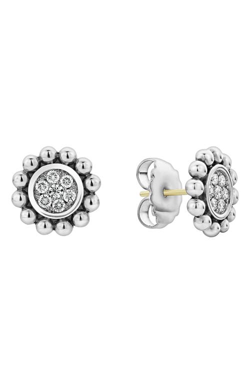 Shop Lagos Caviar Spark Diamond Pavé Stud Earrings In Silver/diamond