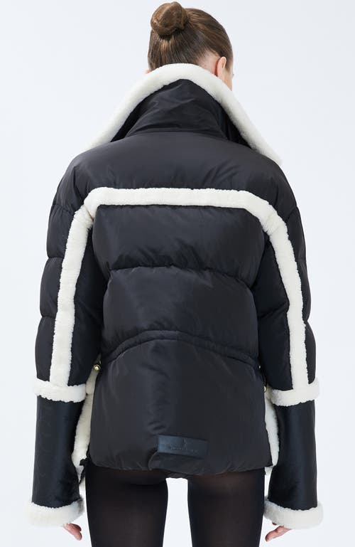 Nicole Benisti Women's Mixed Media Shearling Down Moto Jacket In Black & White