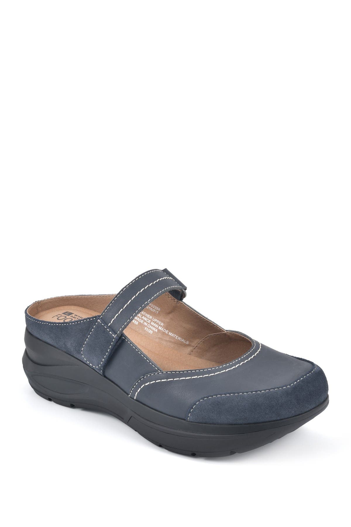 White Mountain Footwear Fit Leather Mary-jane Mule In Navy/leather ...