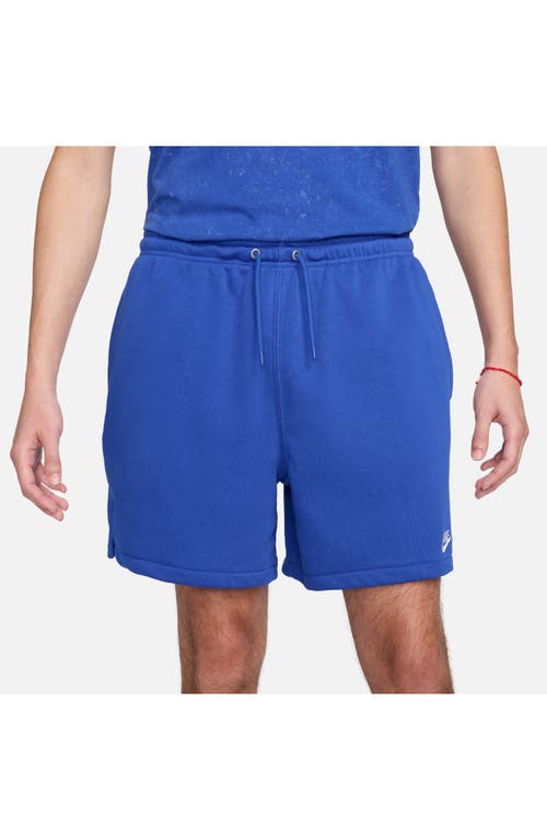 Shop Nike Club French Terry Flow Shorts In Game Royal/game Royal/white