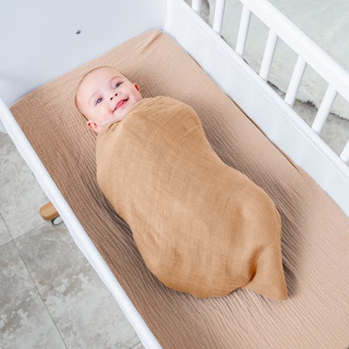 Comfy Cubs Muslin Swaddle Blanket, 1 Pack In Caramel