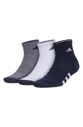 Adidas Originals Adidas Cushioned 3.0 3-pack Quarter Socks In Legend Ink Blue/white/grey