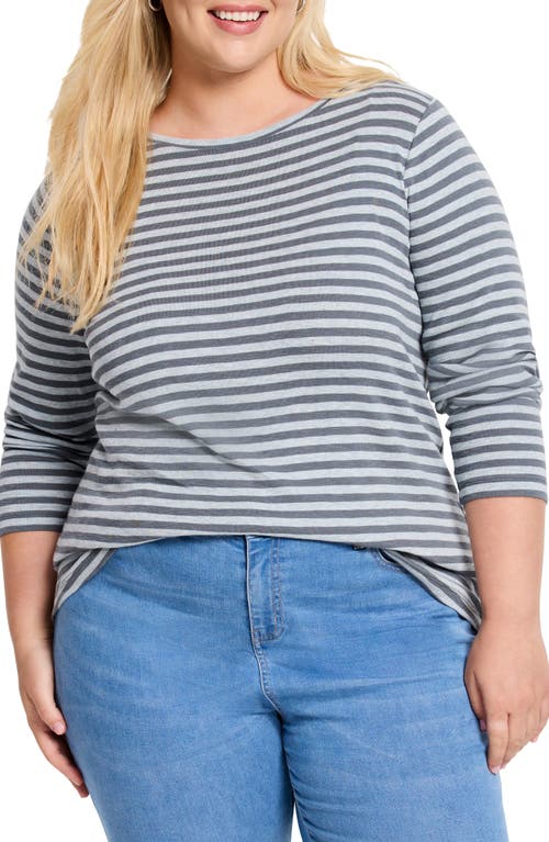 Shop Nzt By Nic+zoe Stripe Cotton & Modal Boat Neck Top In Blue Multi