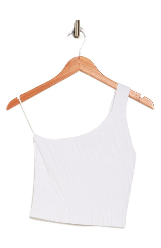 Shop Nsr One-shoulder Sweater Knit Tank In White
