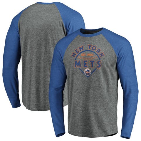 Men’s Mitchell & Ness New York Mets Legend Slub Henley Royal and Orange  Baseball Shirt