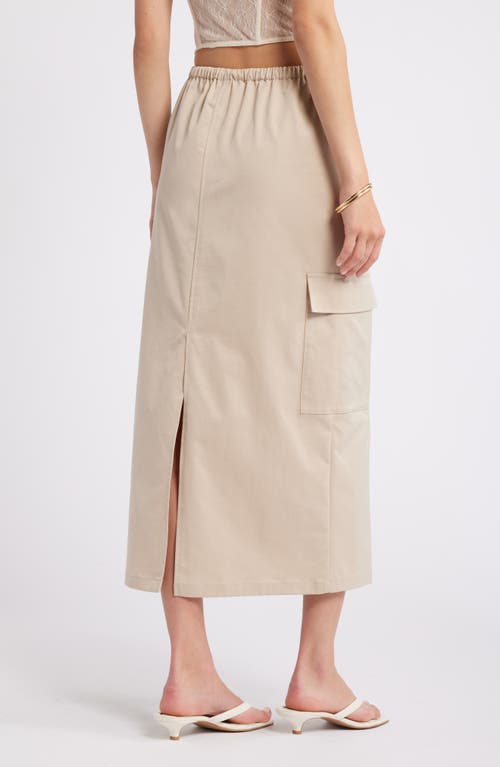 Shop Open Edit Drawcord Maxi Utility Cargo Skirt In Tan Oxford