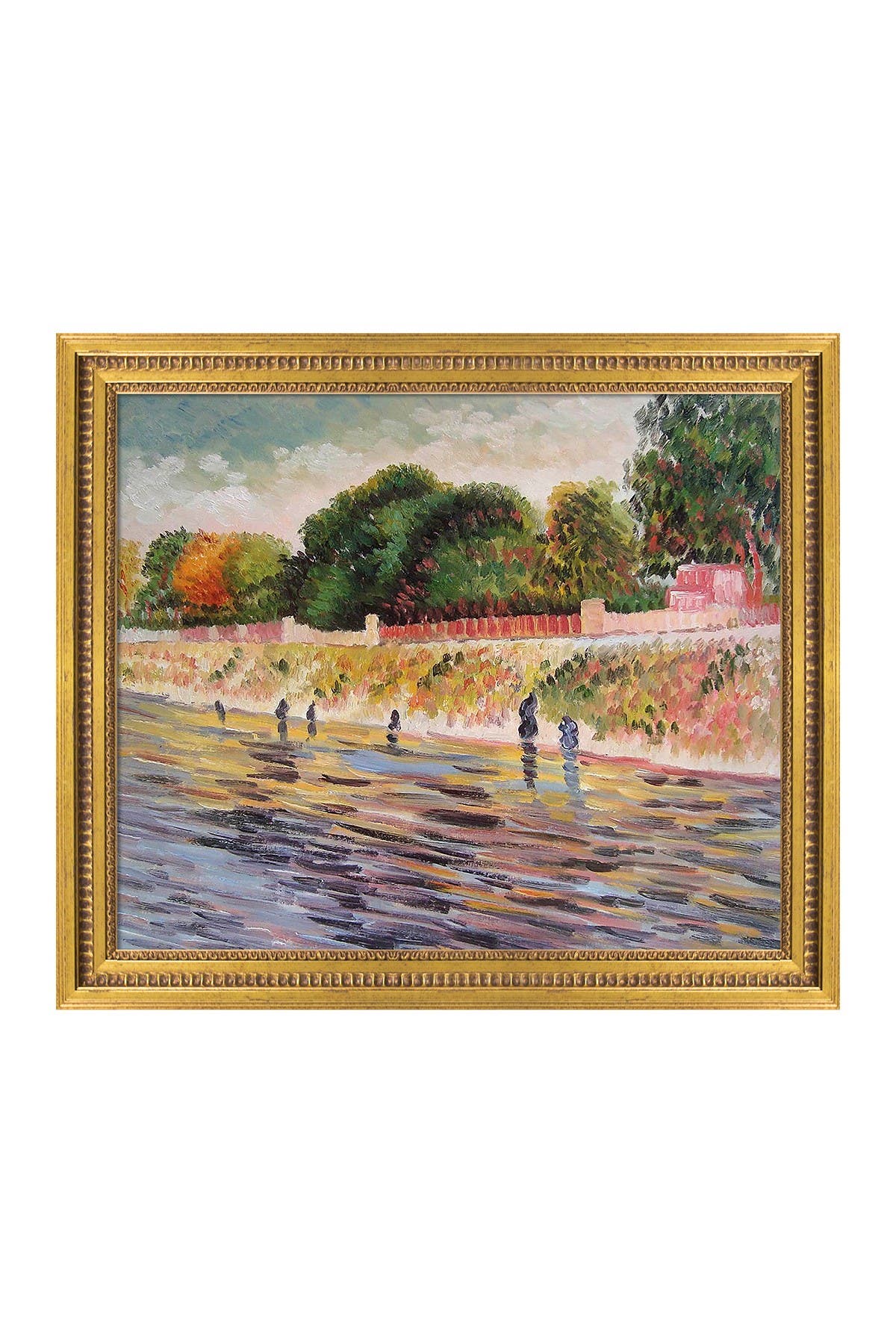 Overstock Art The Banks Of The Seine May-june By Vincent Van Gogh Framed Canvas Painting In Multi