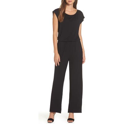 Fraiche By J Sara Blouson Jumpsuit, Black