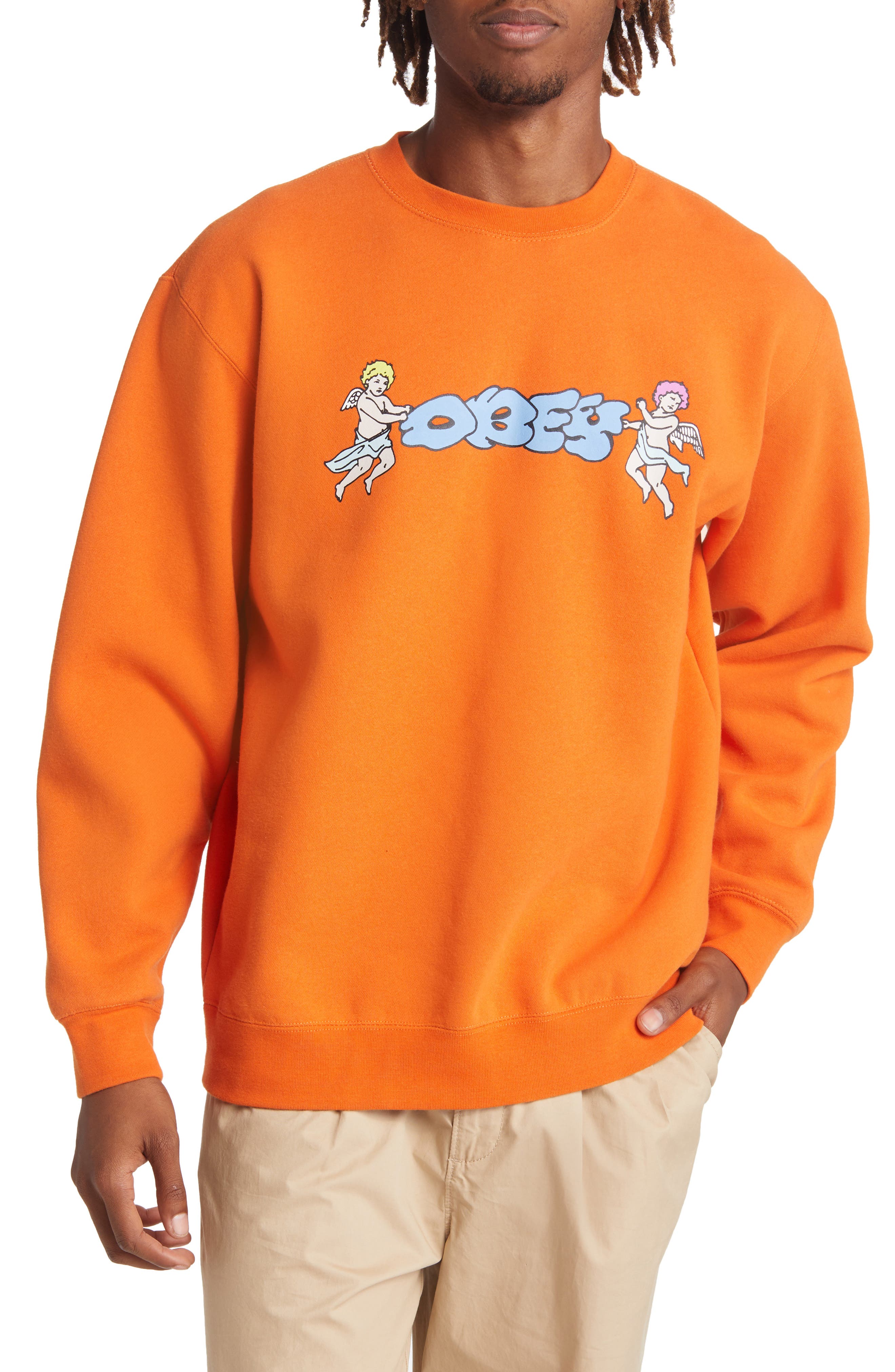 Orange Crewneck Sweatshirts for Men 