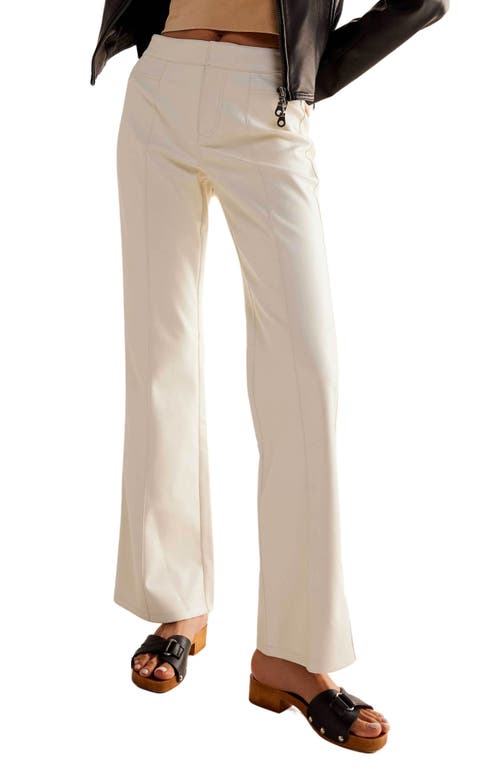 Uptown High Waist Faux Leather Flare Pants in Bone