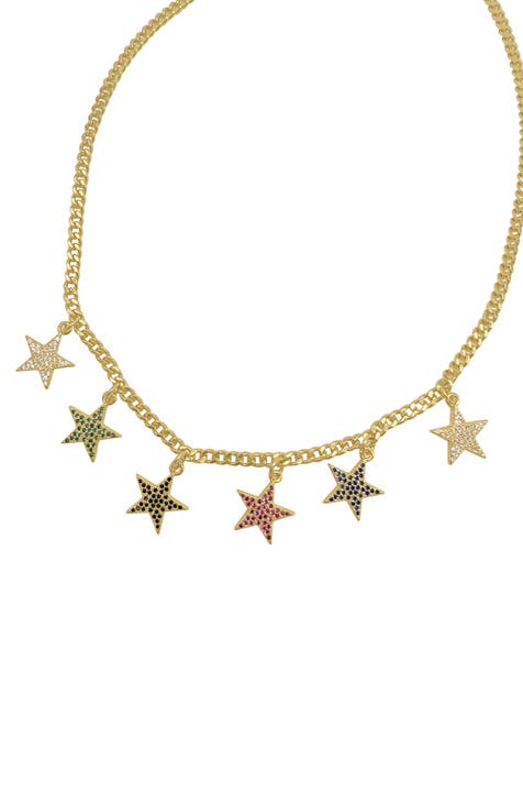 Pavé Star Curb Chain Necklace