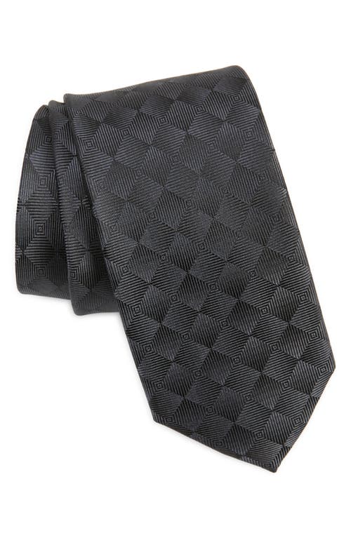 Medina Geo Pattern Silk Tie in Black