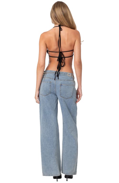 EDIKTED EDIKTED BEADED OPEN BACK SHEER MESH HALTER TOP