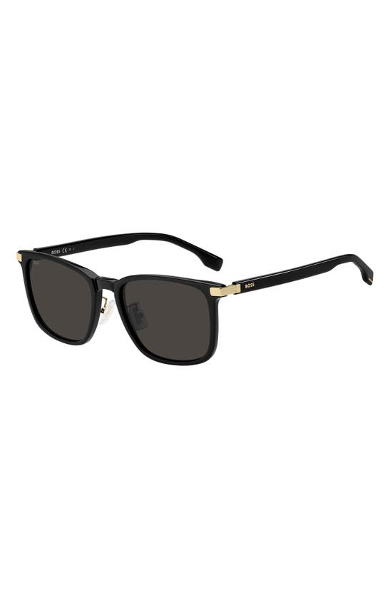 Shop Hugo Boss Boss 57mm Rectangular Sunglasses In Black Gold