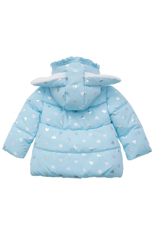 Rokka&rolla Baby Soft Fleece Lined Bunny Puffer Jacket In Sky Blue