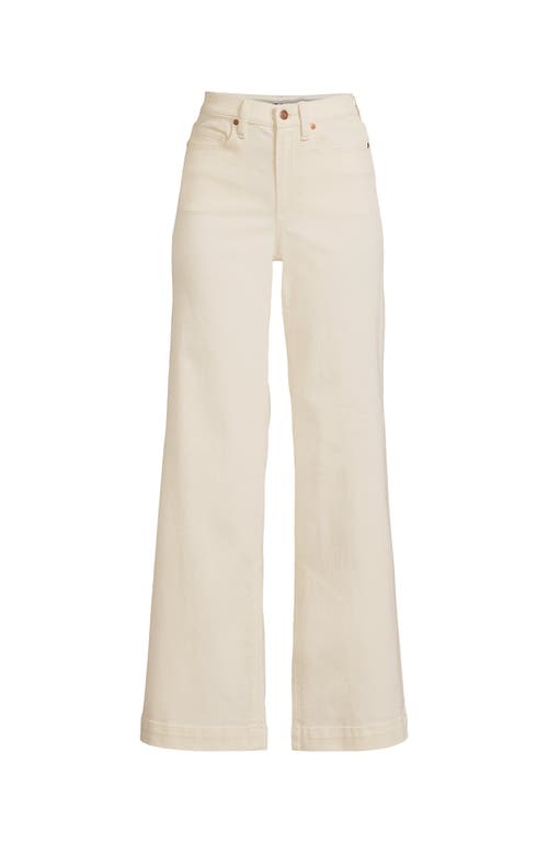 Shop Lands' End Recover High Rise Wide Leg Blue Jeans In Natural