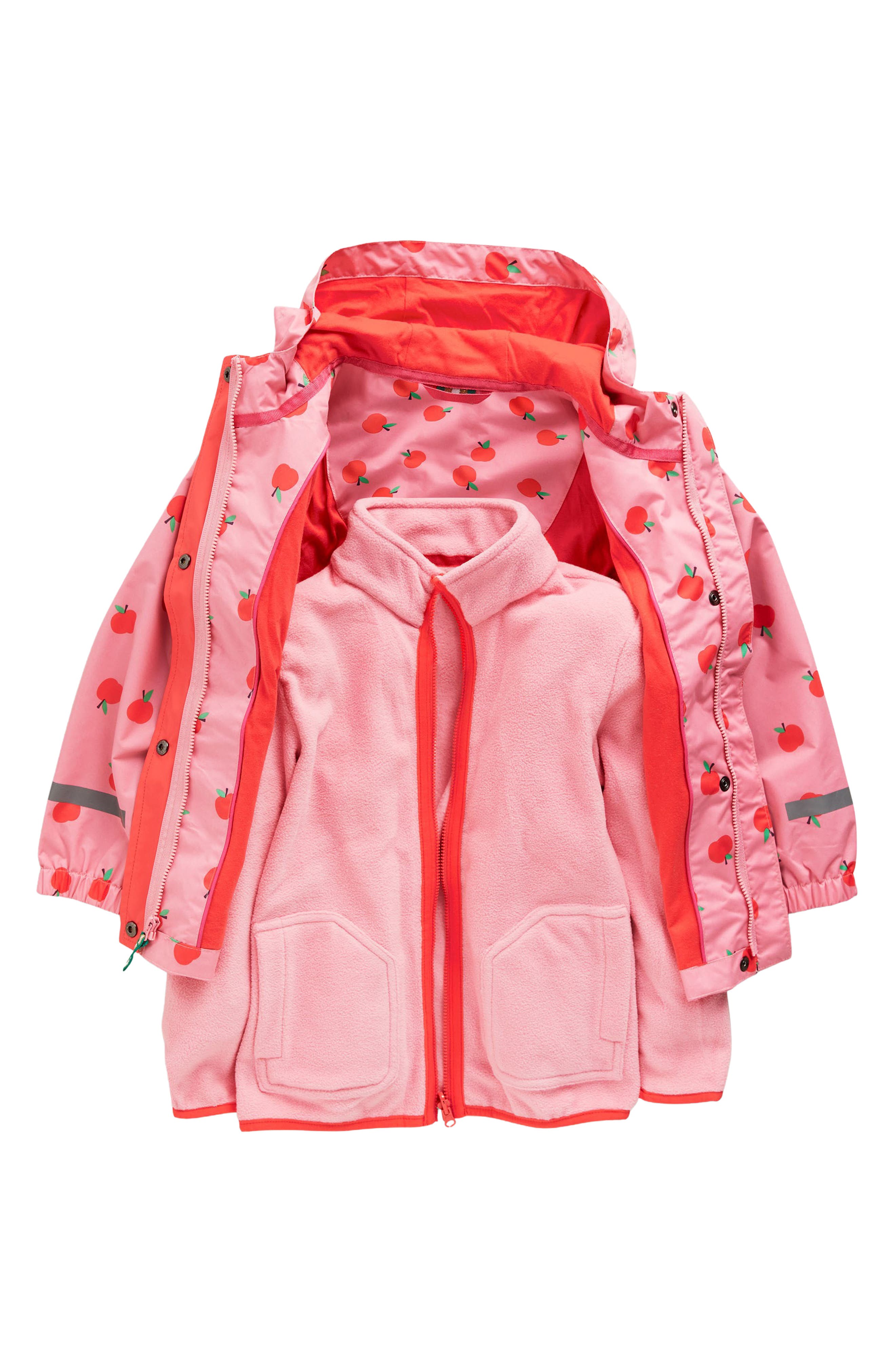 Mini Boden Kids' 3-in-1 Waterproof Jacket in Formica Pink Apples